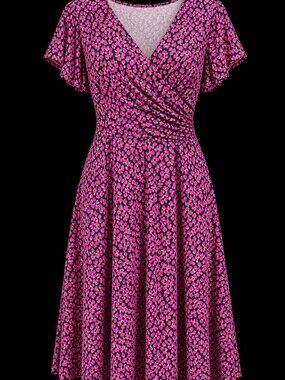 Leota Magenta Floral Wrap Dress